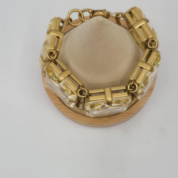 J Crew Chunky Gold Crystal Bracelet - Picture 6 of 13